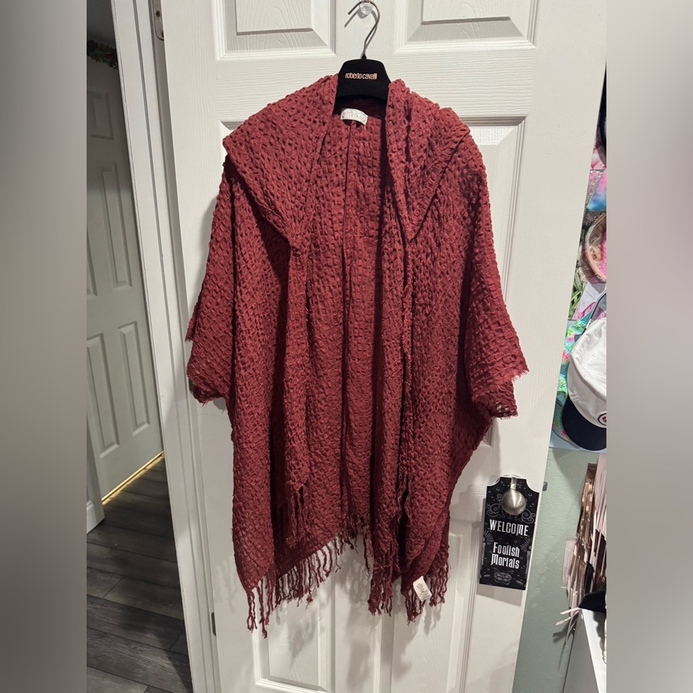 Free People Vida Woven Hooded Kimono in Mars OS